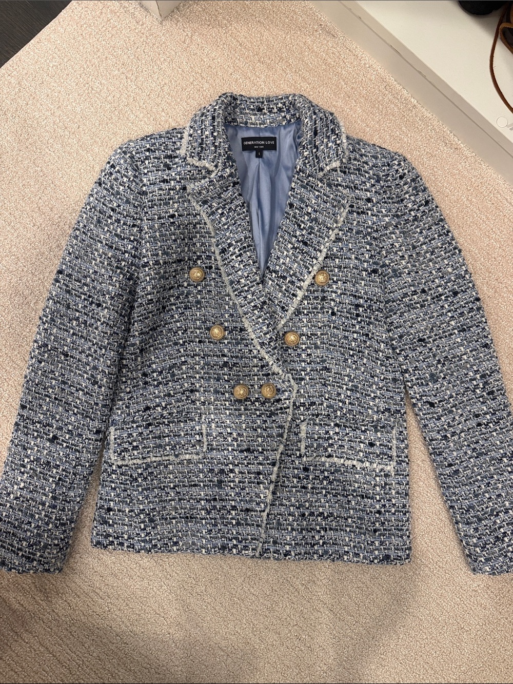 Generation Love Tweed Double-Breasted Blazer